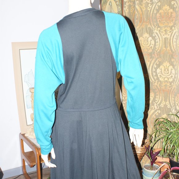 Vintage Patti Cappalli Black and Green Midi Dress - Picture 6 of 11